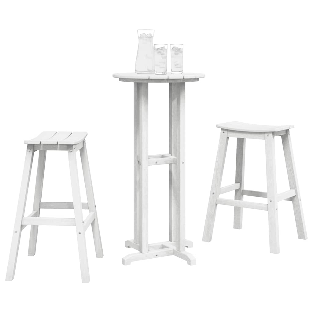 vidaXL Zestaw barowy w ogrodzie 3 pcs Biały HDPE