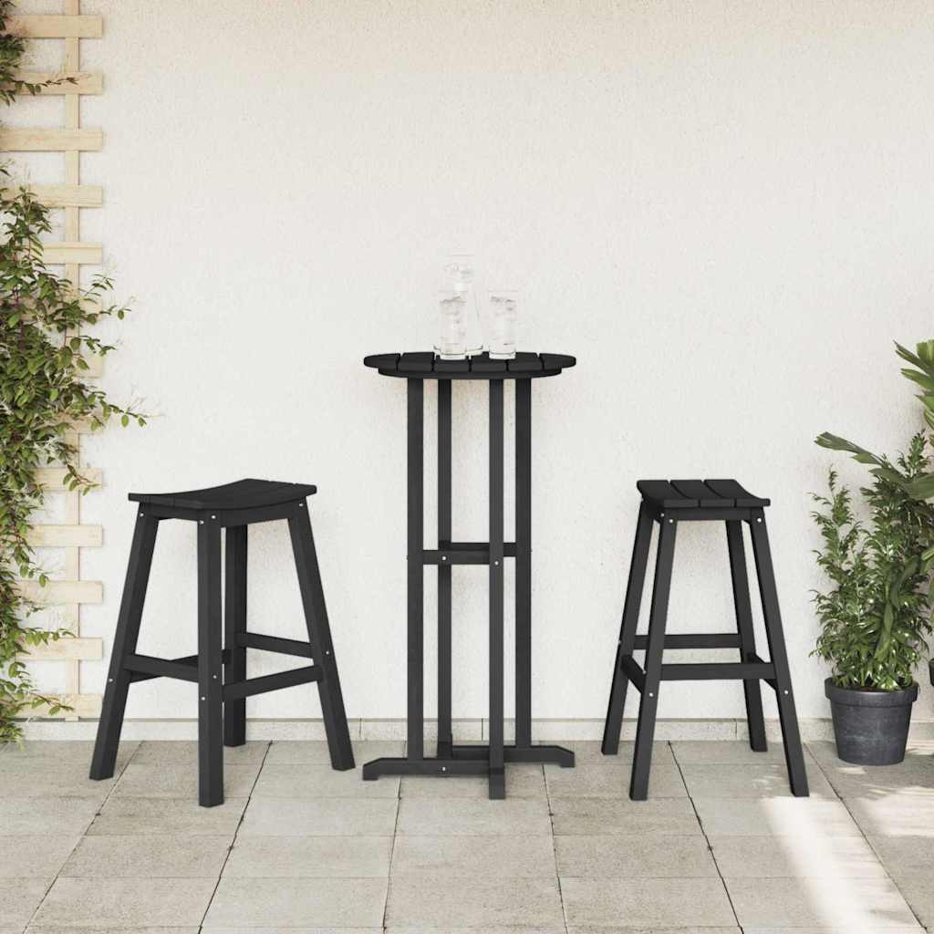 vidaXL Zestaw barowy w ogrodzie 3 pcs Czarny HDPE