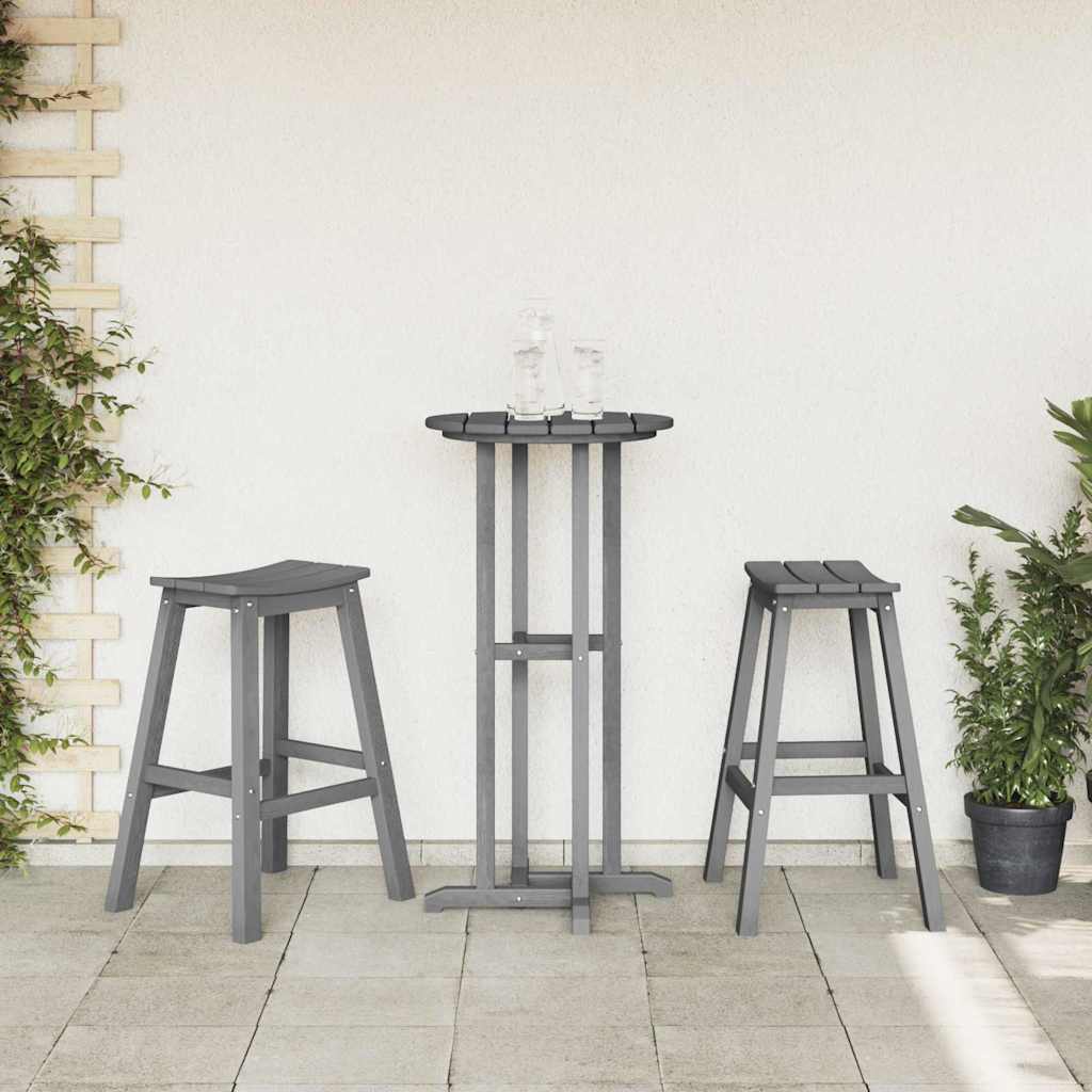 vidaXL Zestaw barowy w ogrodzie 3 pcs Jasnoszary HDPE