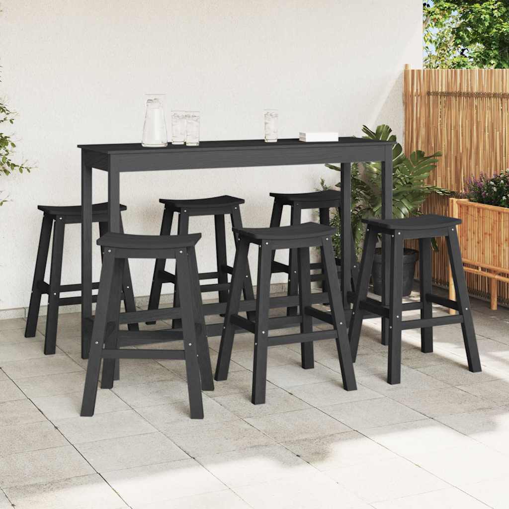 vidaXL Zestaw barowy w ogrodzie 6 pcs Czarny HDPE