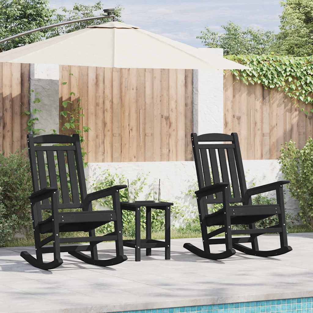 vidaXL Fotel bujany 3 pcs Czarny Polietylen