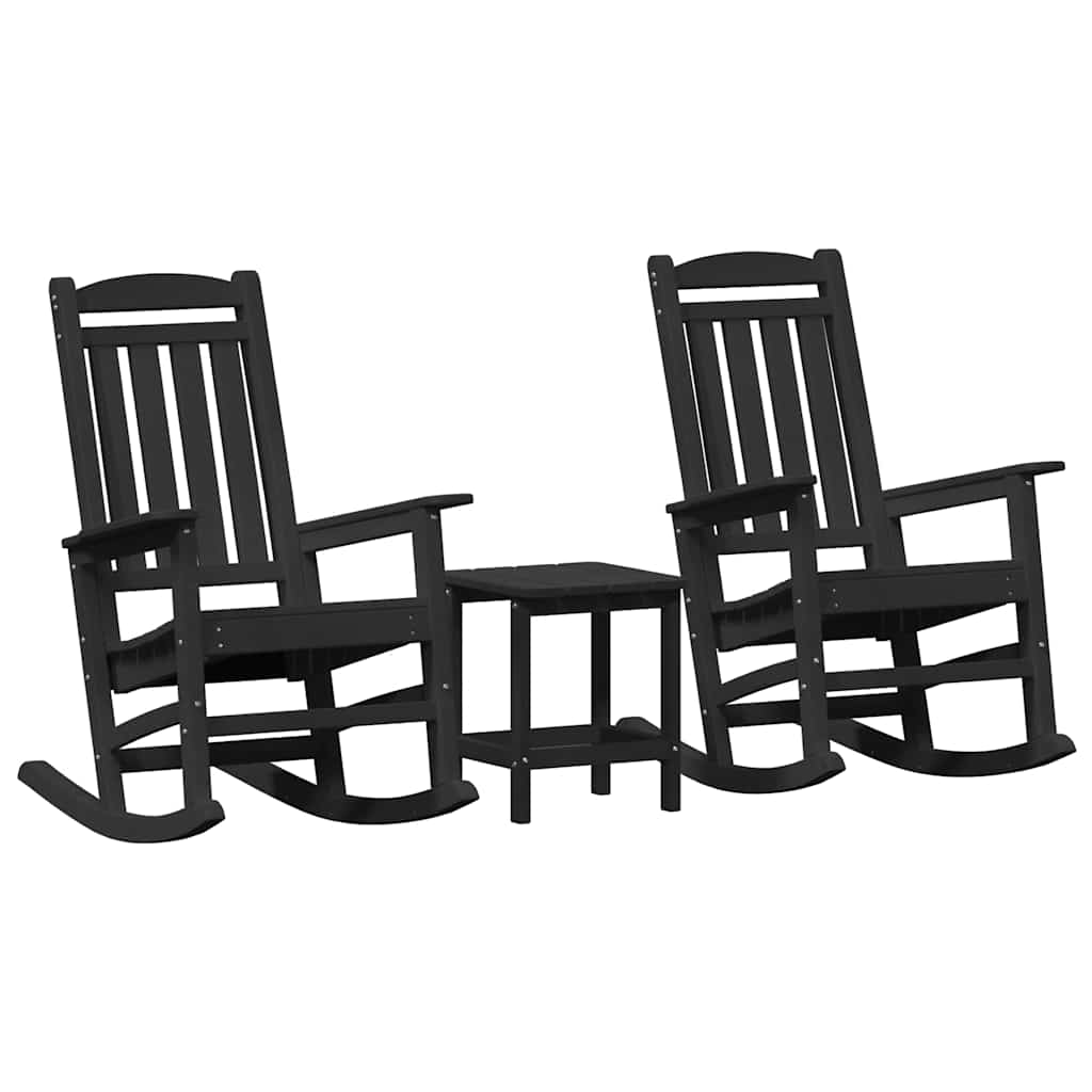 vidaXL Fotel bujany 3 pcs Czarny Polietylen