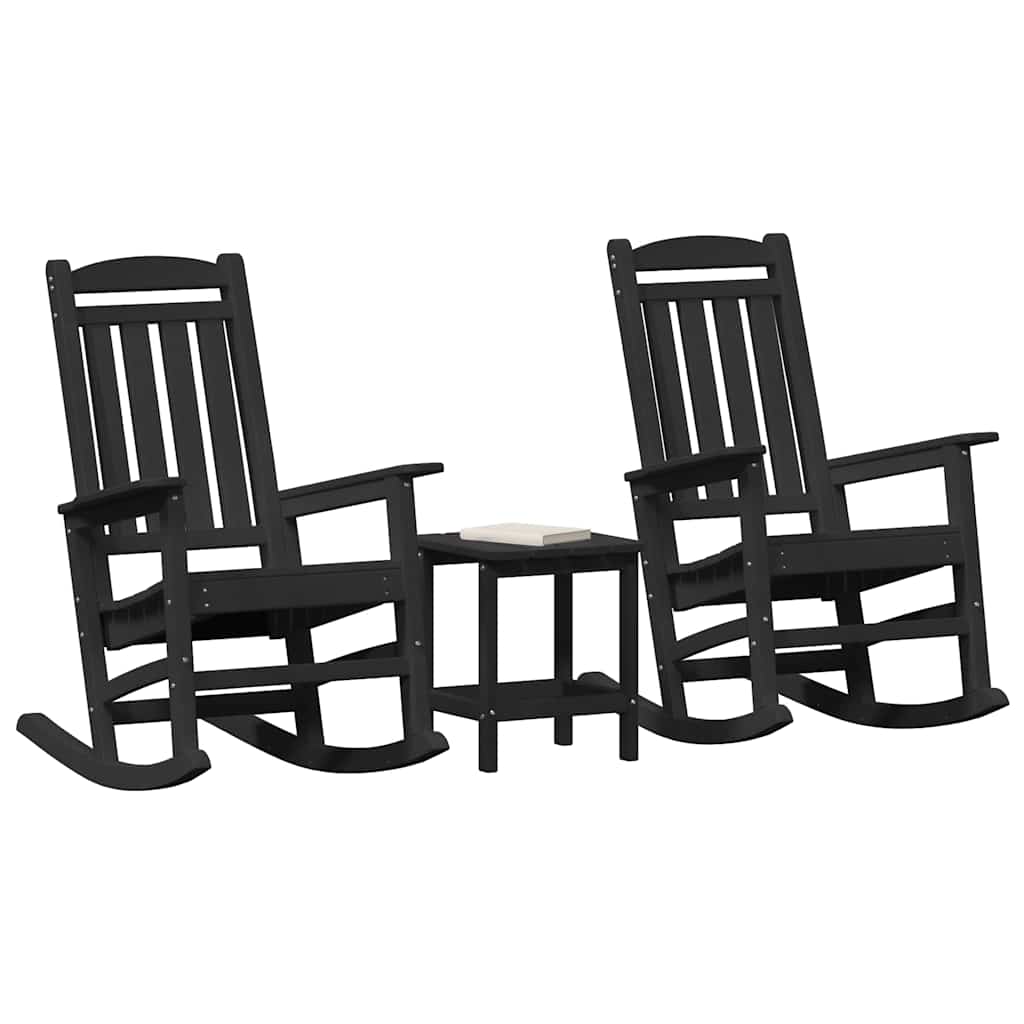 vidaXL Fotel bujany 3 pcs Czarny Polietylen