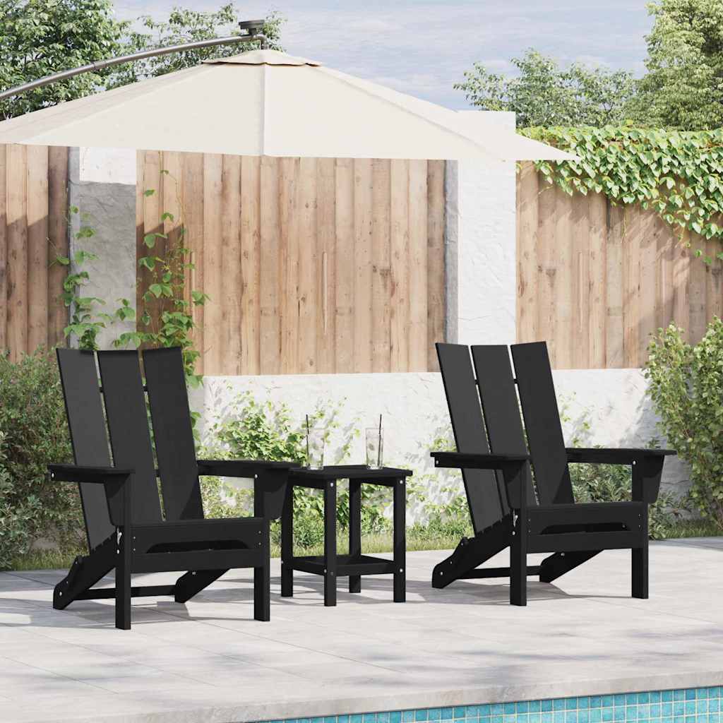 vidaXL Krzesło Ogrodowe 3 pcs Czarny 80.5 x 74.5 x 92 cm Polietylen