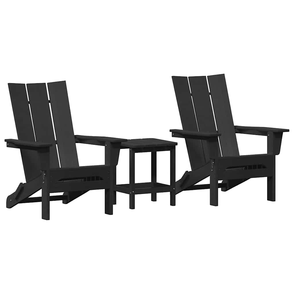 vidaXL Krzesło Ogrodowe 3 pcs Czarny 80.5 x 74.5 x 92 cm Polietylen