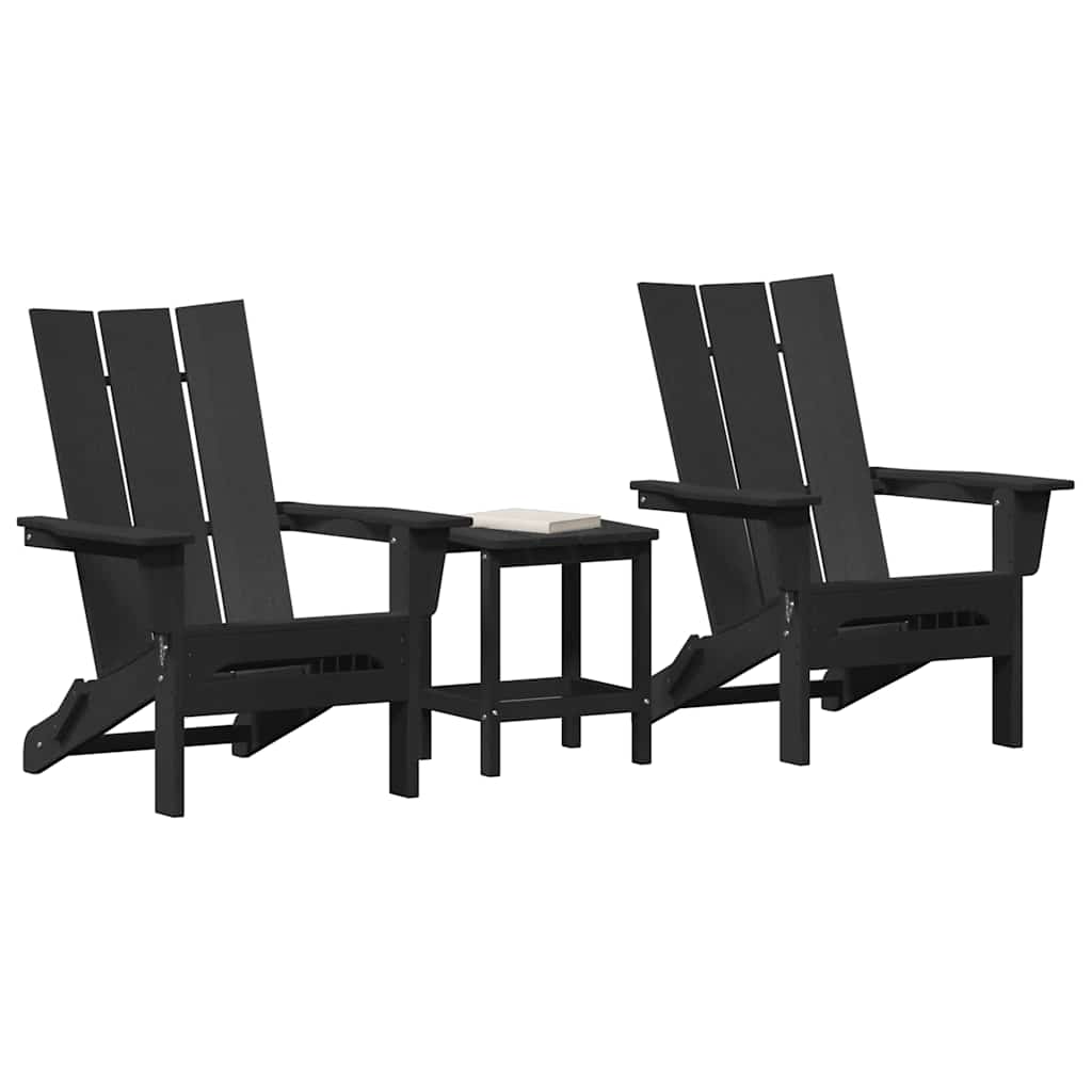 vidaXL Krzesło Ogrodowe 3 pcs Czarny 80.5 x 74.5 x 92 cm Polietylen