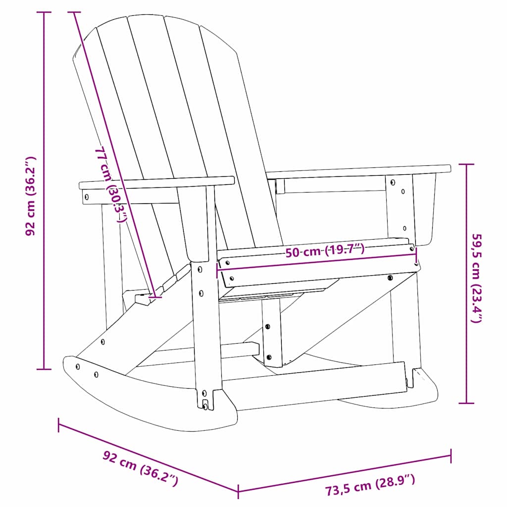 vidaXL Fotele bujane Adirondack 2 pcs Biały HDPE