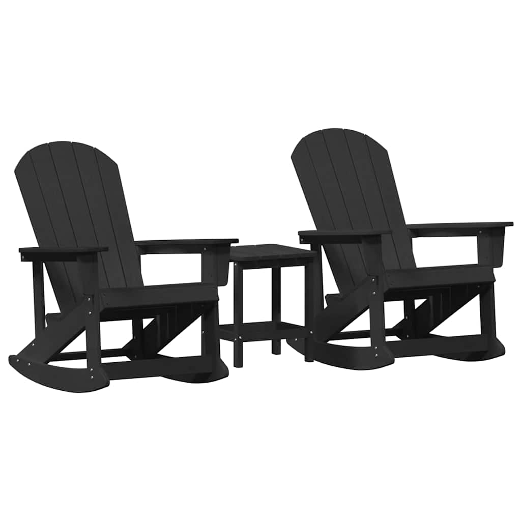 vidaXL Zestaw wypoczynkowy w ogrodzie 3 pcs Czarny HDPE