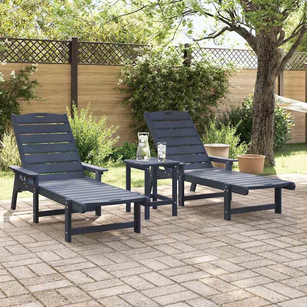 vidaXL Leżak 2 pcs Granatowy 195,5 x 53 x 98,5 cm Polietylen