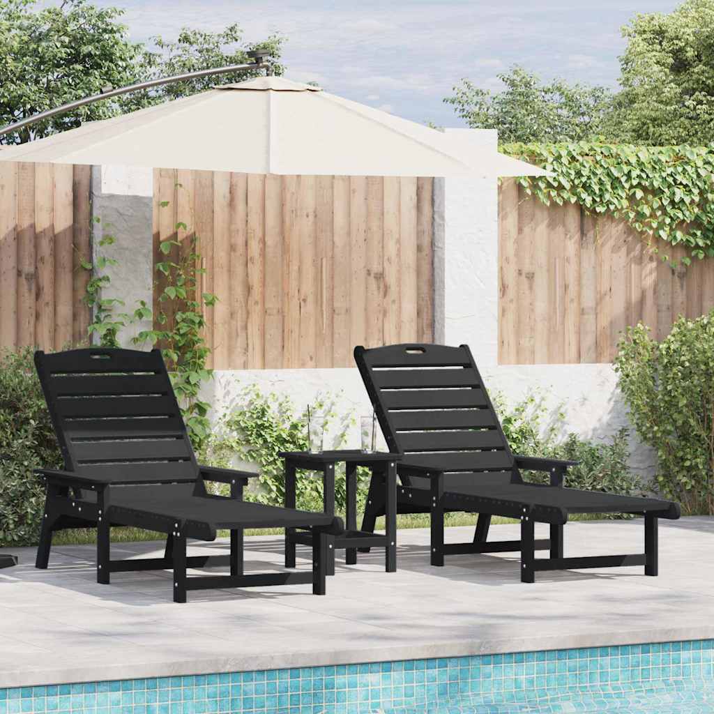 vidaXL Leżak 2 pcs Czarny 195,5 x 53 x 98,5 cm Polietylen