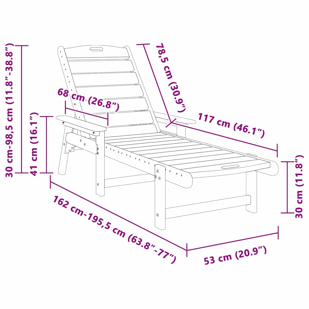 vidaXL Leżak 2 pcs Jasnoszary 195,5 x 53 x 98,5 cm Polietylen