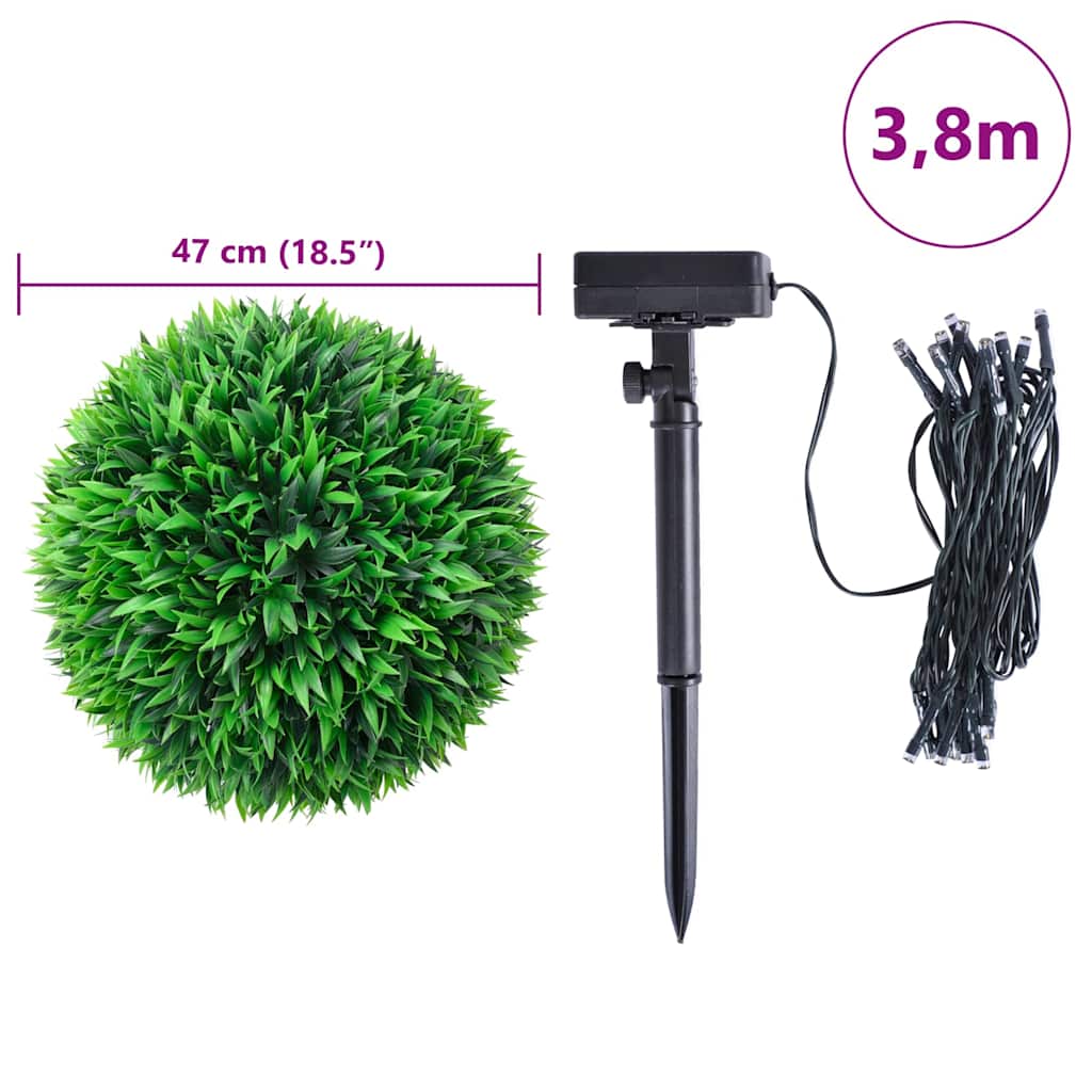 vidaXL Sztuczne kule bukszpanowe z diodami LED 2 szt. Zielone 47 cm