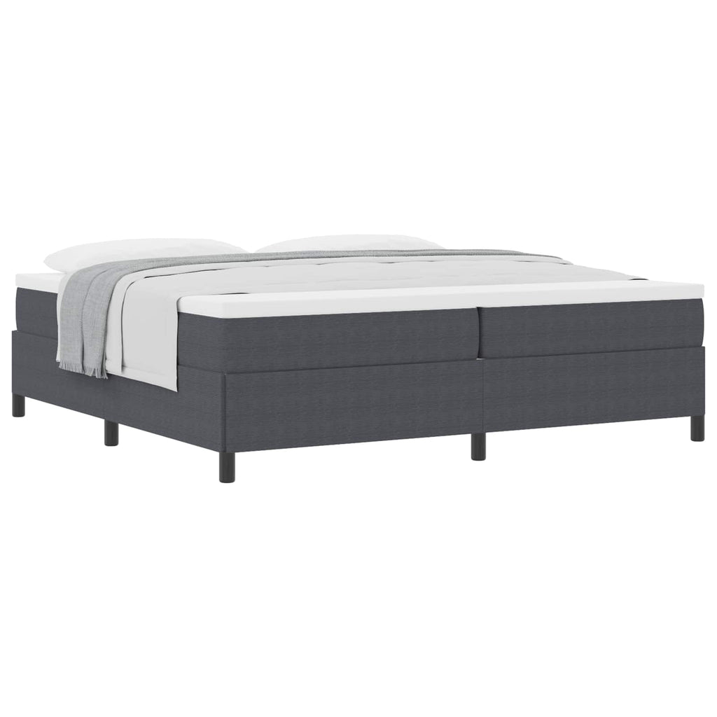 vidaXL Łóżko sprężynowe ciemnoszary 200 x 200 cm Tkanina sztruksowa