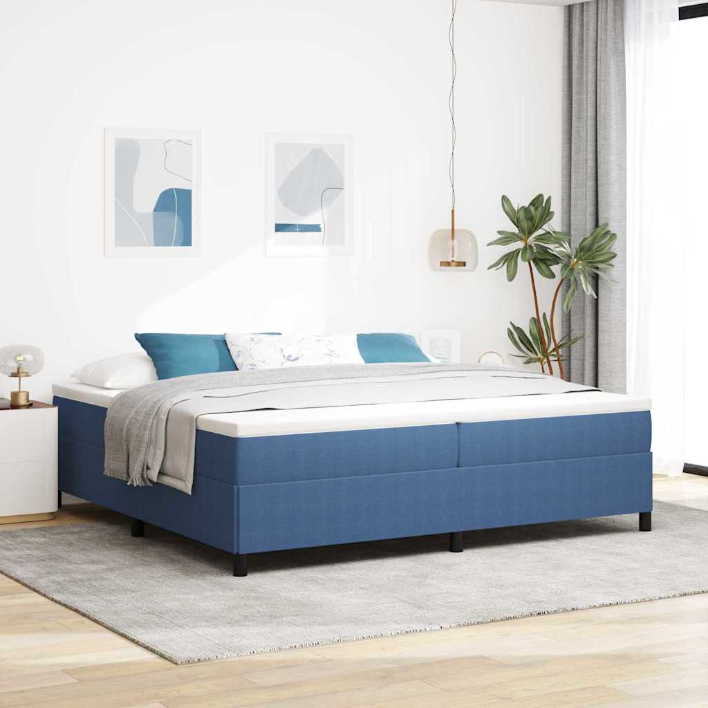vidaXL Łóżko sprężynowe niebieski 200 x 200 cm Tkanina sztruksowa