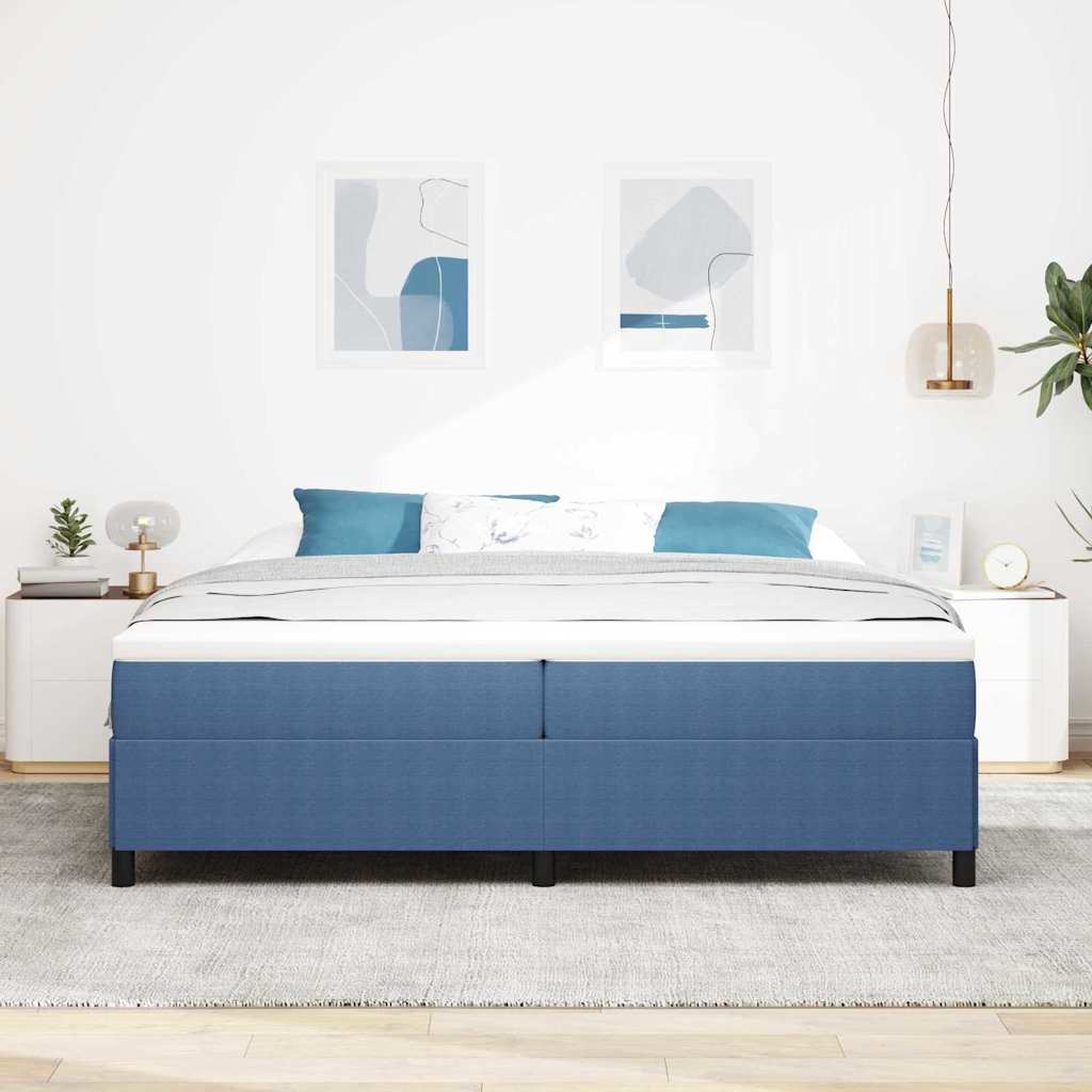 vidaXL Łóżko sprężynowe niebieski 200 x 200 cm Tkanina sztruksowa