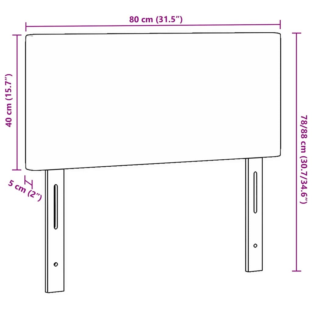 vidaXL Zagłówek Ciemnoszary 80 cm Tkanina sztruksowa