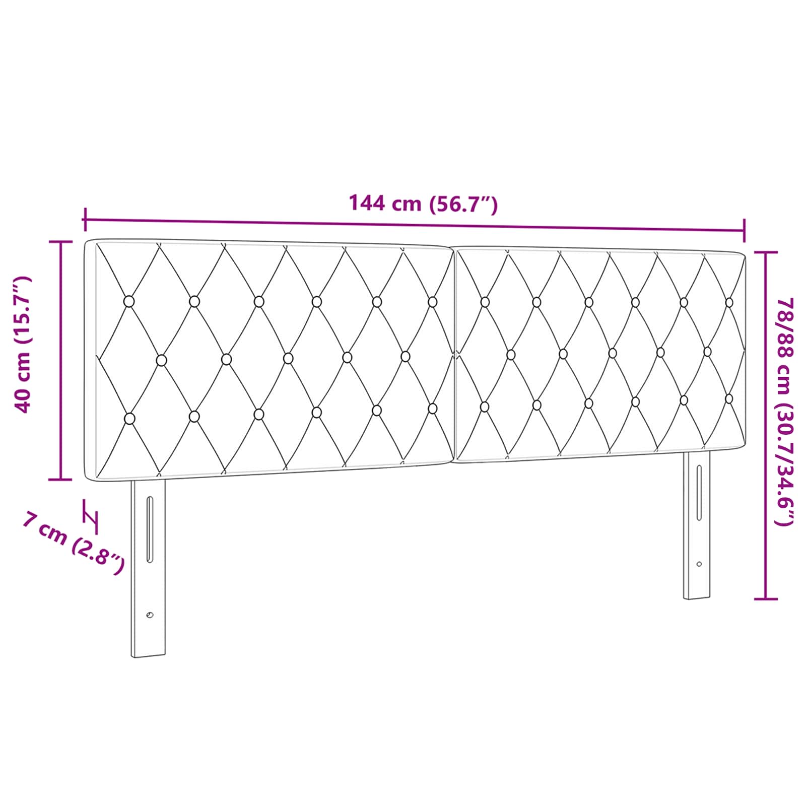 vidaXL Zagłówek Czarny 144 cm Aksamit