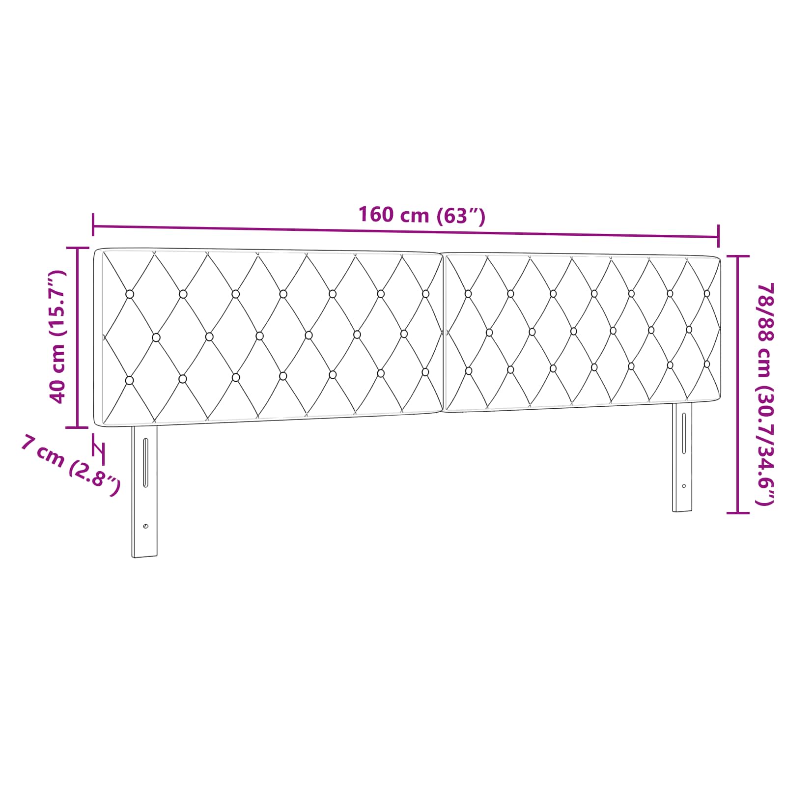 vidaXL Zagłówek Czarny 160 cm Aksamit