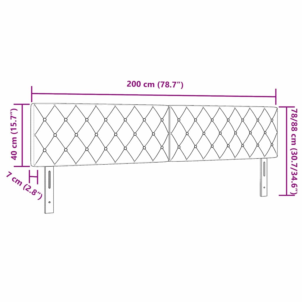 vidaXL Zagłówek Czarny 200 cm Aksamit