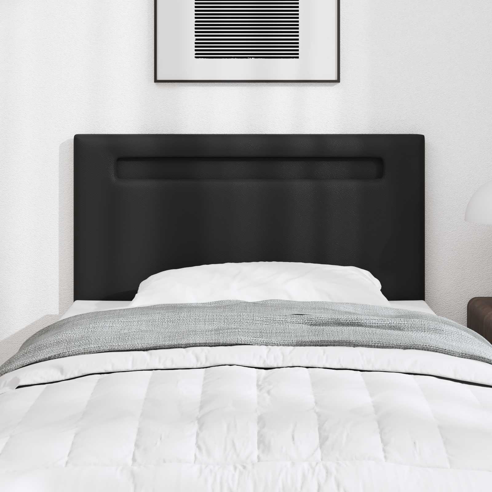 vidaXL Wezgłowie LED Czarny 90 cm Skóra ekologiczna