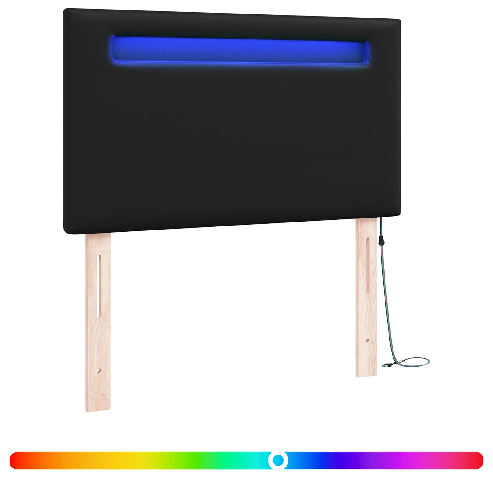 vidaXL Wezgłowie LED Czarny 90 cm Skóra ekologiczna