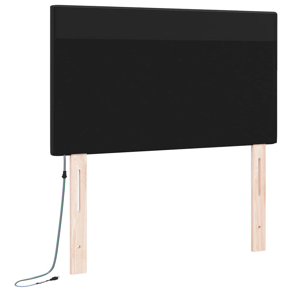 vidaXL Wezgłowie LED Czarny 90 cm Skóra ekologiczna