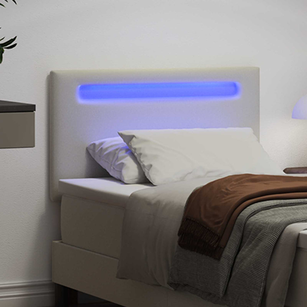 vidaXL Wezgłowie LED Biały 90 cm Skóra ekologiczna