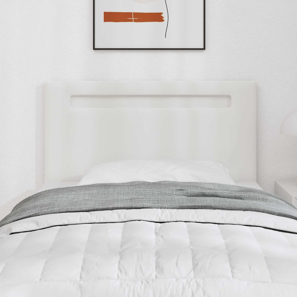 vidaXL Wezgłowie LED Biały 90 cm Skóra ekologiczna