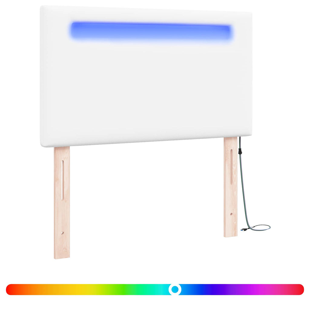 vidaXL Wezgłowie LED Biały 90 cm Skóra ekologiczna