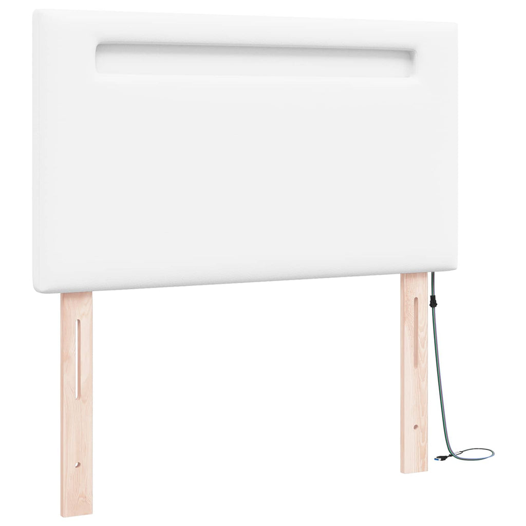 vidaXL Wezgłowie LED Biały 90 cm Skóra ekologiczna