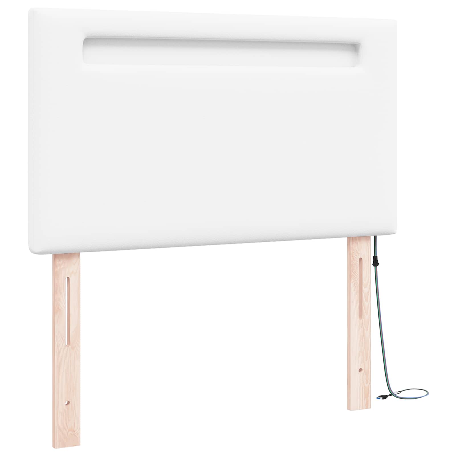 vidaXL Wezgłowie LED Biały 90 cm Skóra ekologiczna
