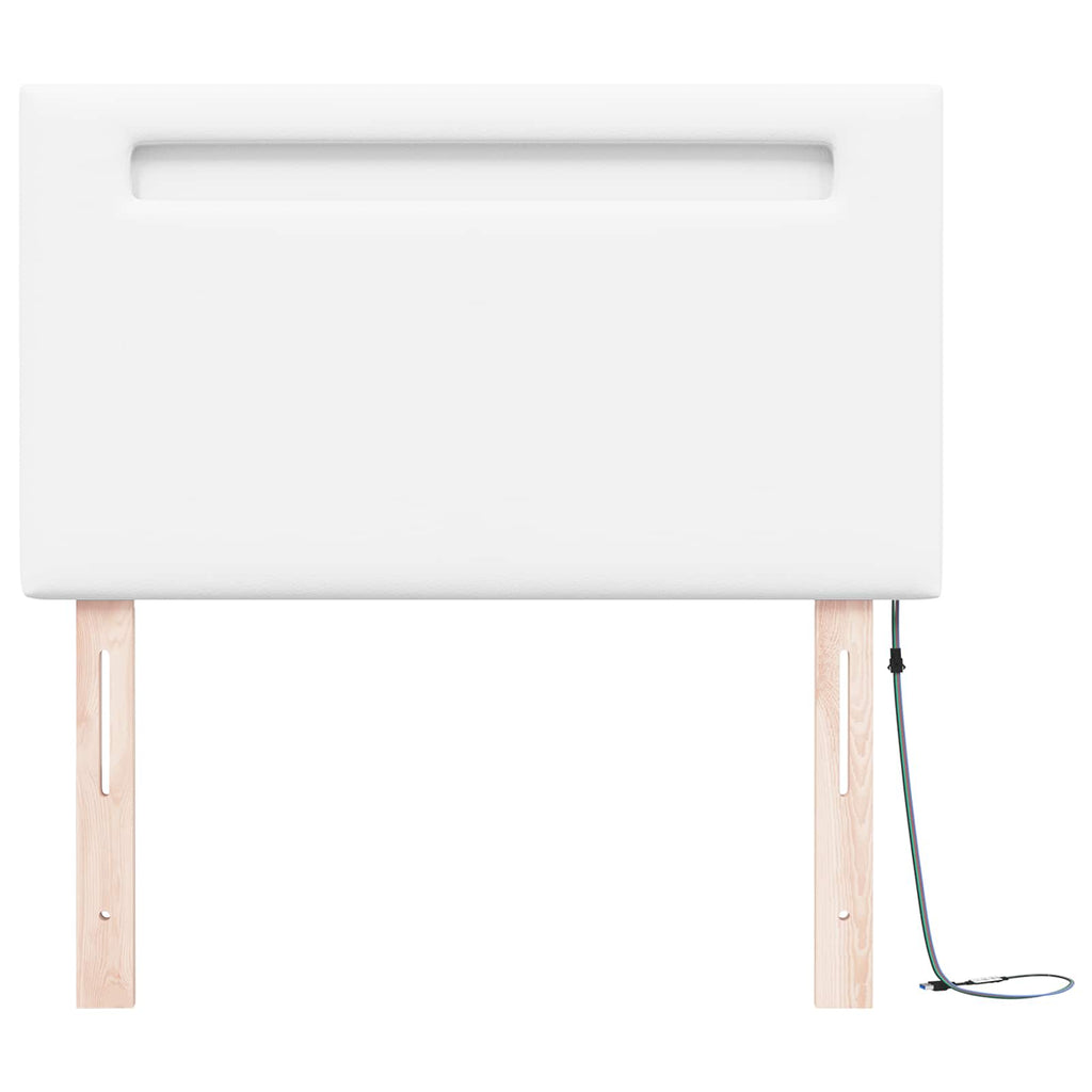 vidaXL Wezgłowie LED Biały 90 cm Skóra ekologiczna