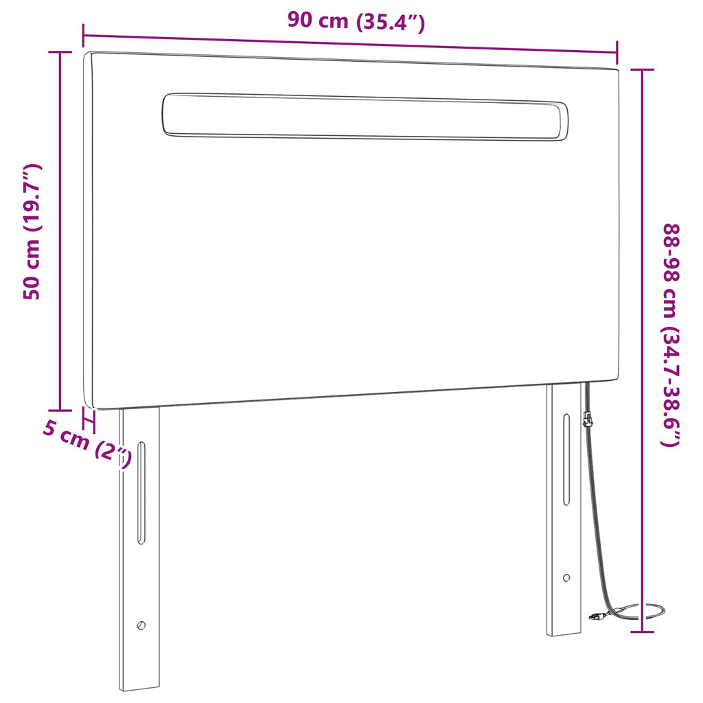 vidaXL Wezgłowie LED Biały 90 cm Skóra ekologiczna