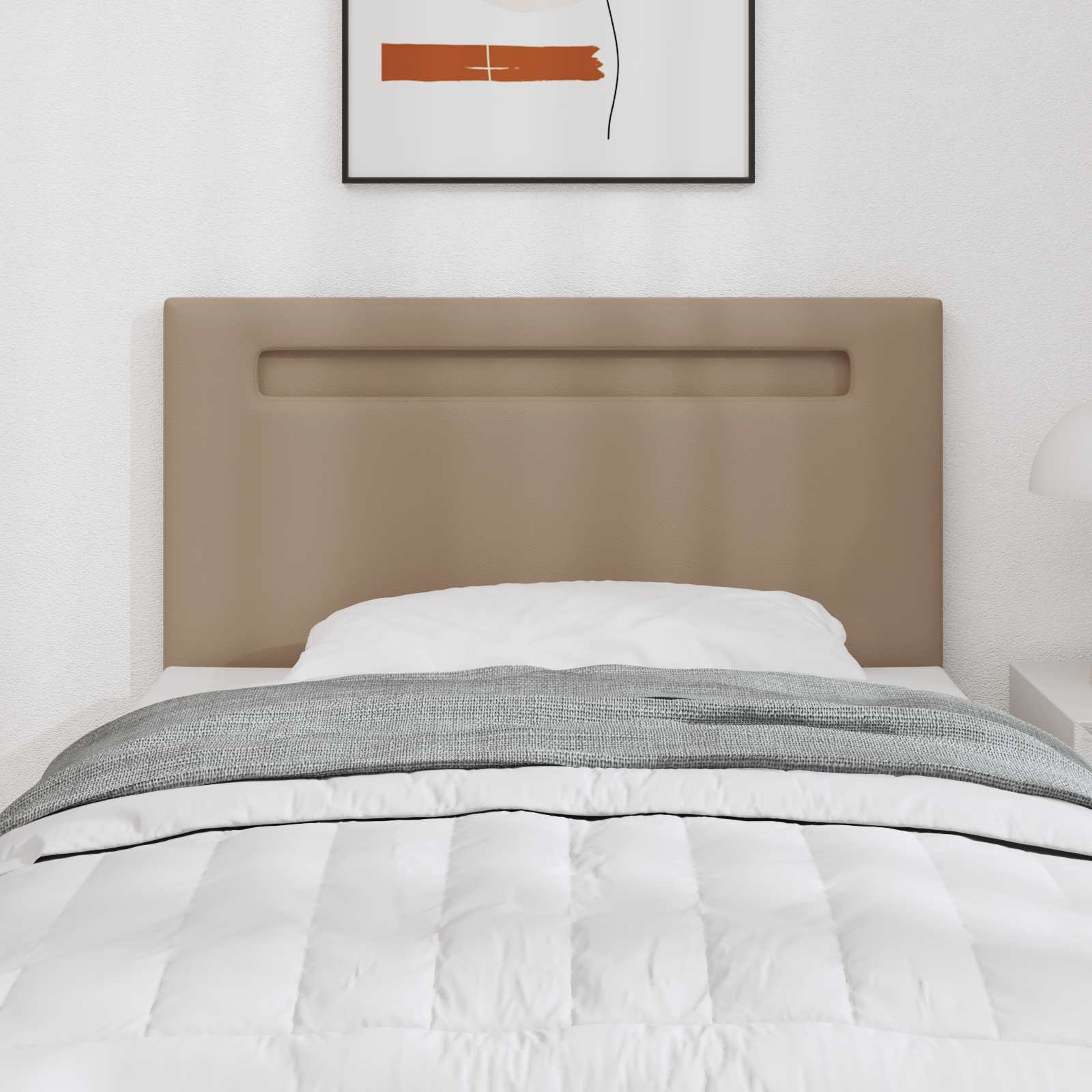 vidaXL Wezgłowie LED Cappuccino 90 cm Skóra ekologiczna