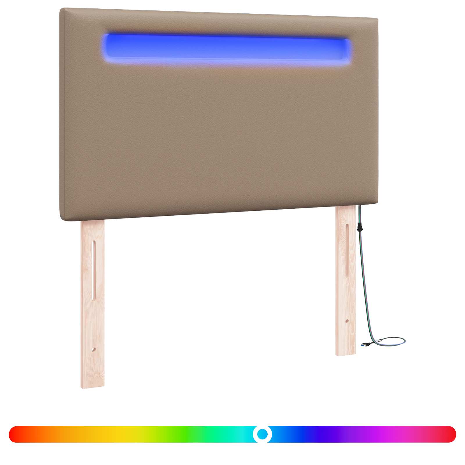 vidaXL Wezgłowie LED Cappuccino 90 cm Skóra ekologiczna