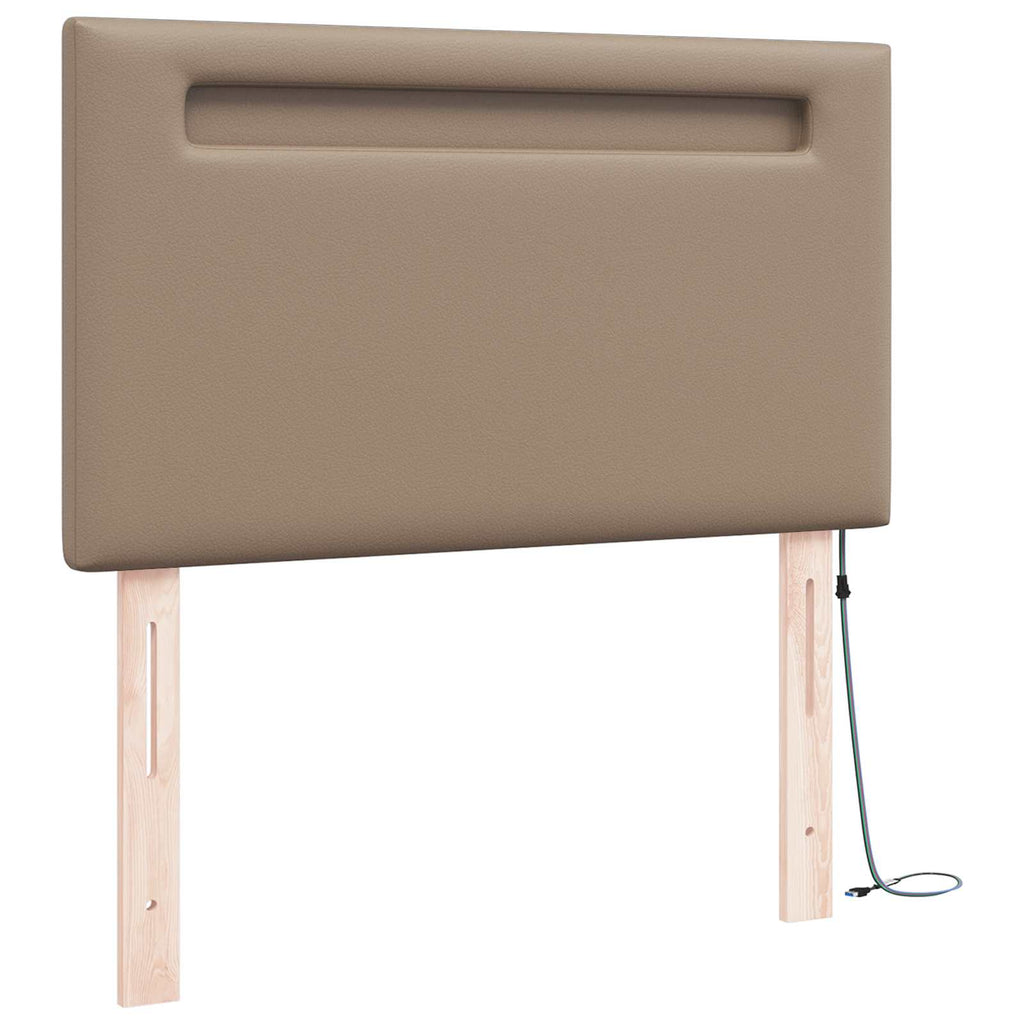 vidaXL Wezgłowie LED Cappuccino 90 cm Skóra ekologiczna