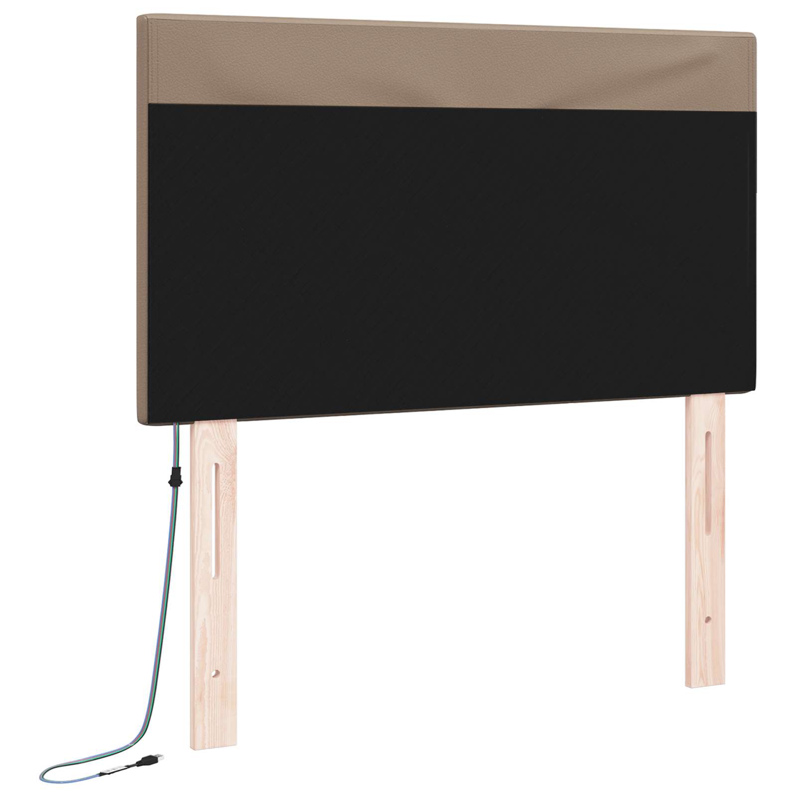 vidaXL Wezgłowie LED Cappuccino 90 cm Skóra ekologiczna