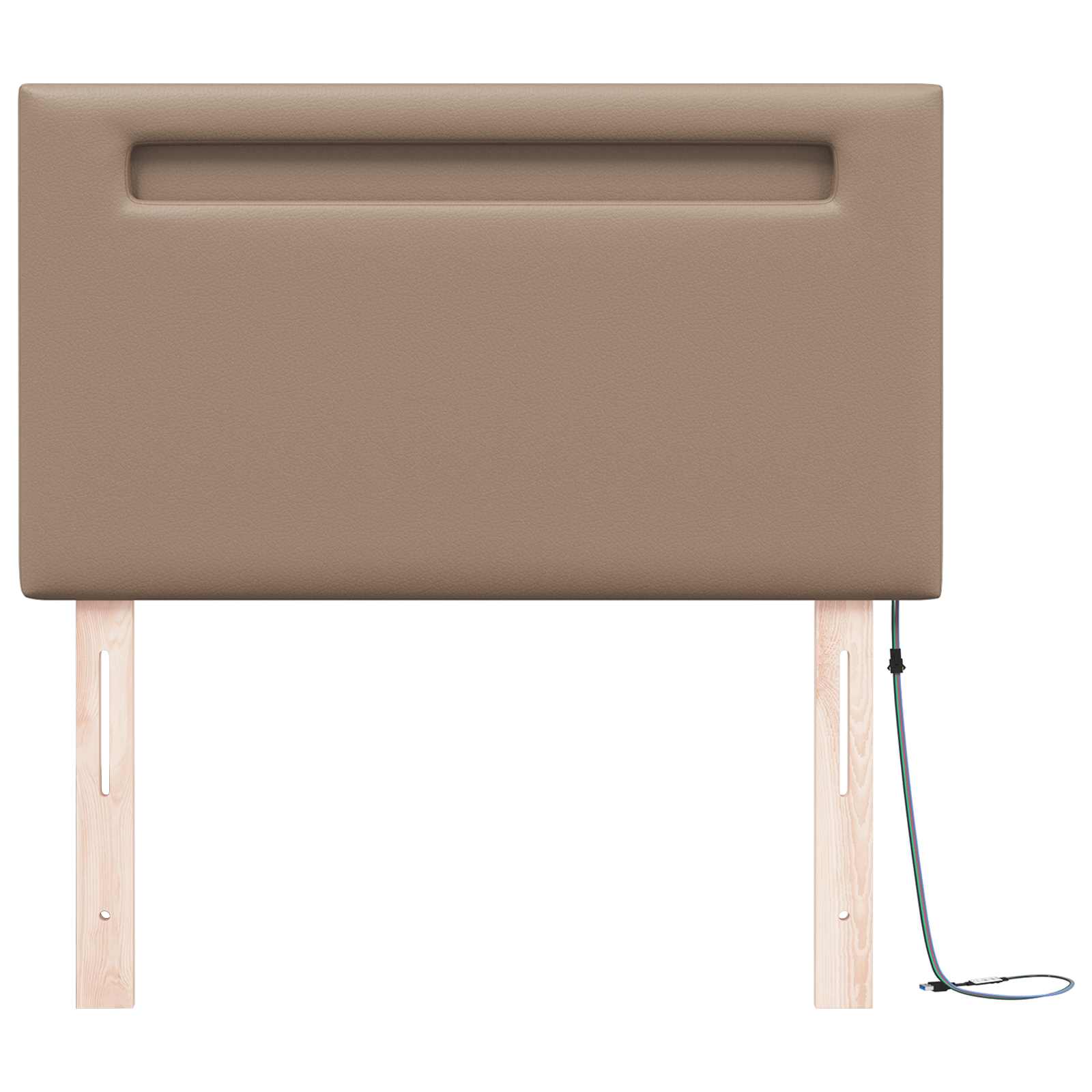 vidaXL Wezgłowie LED Cappuccino 90 cm Skóra ekologiczna