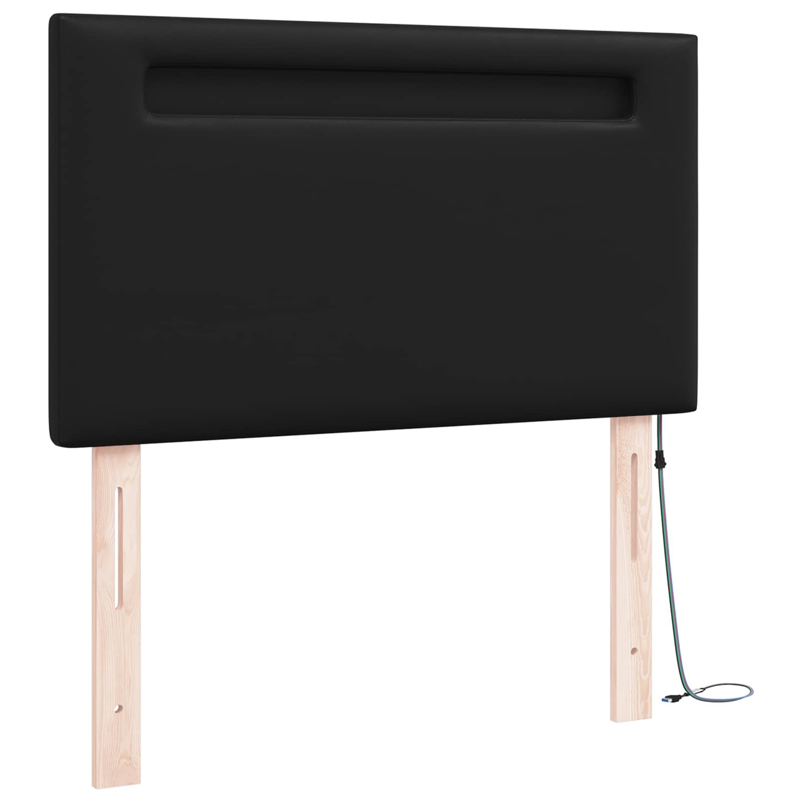 vidaXL Wezgłowie LED Czarny 100 cm Skóra ekologiczna