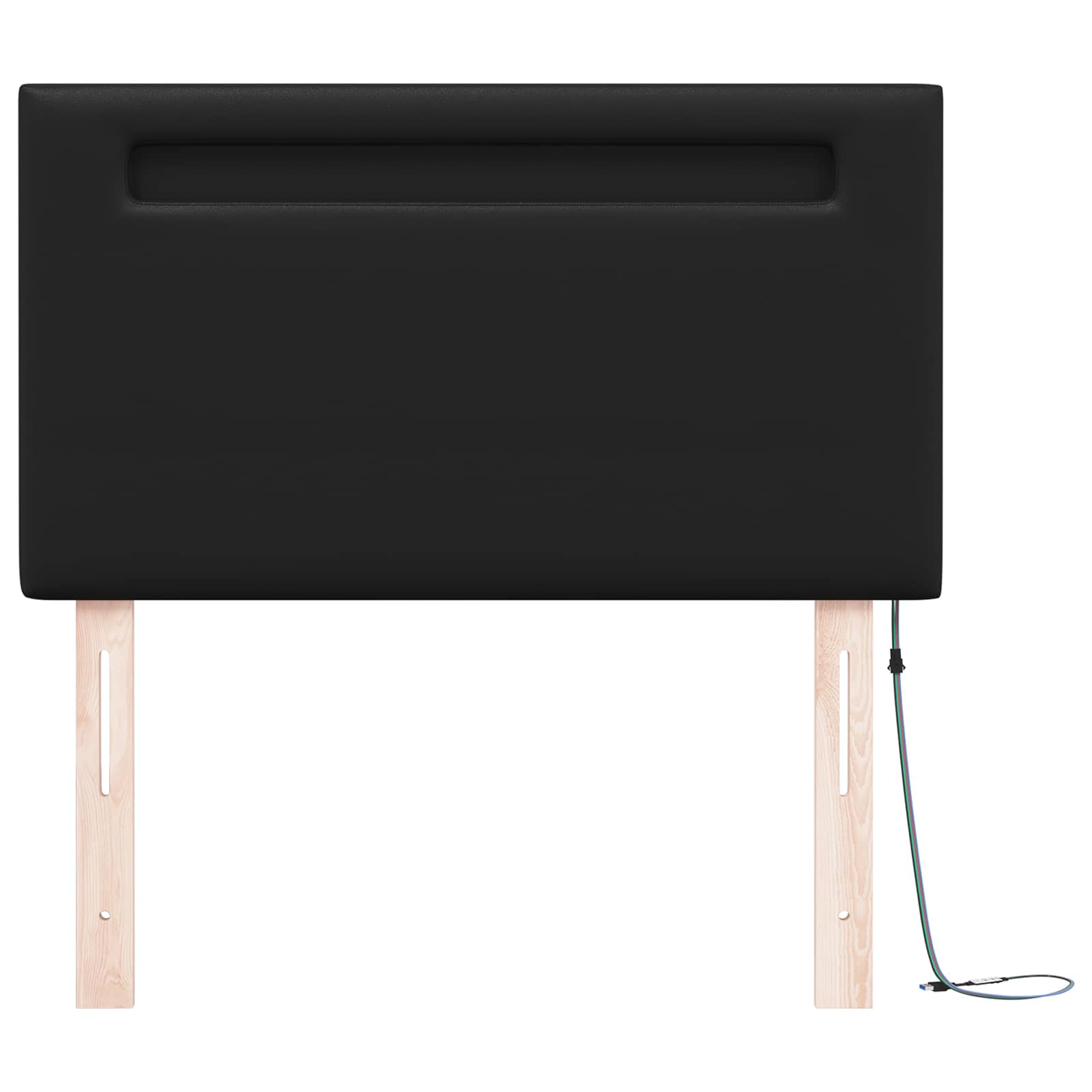 vidaXL Wezgłowie LED Czarny 100 cm Skóra ekologiczna