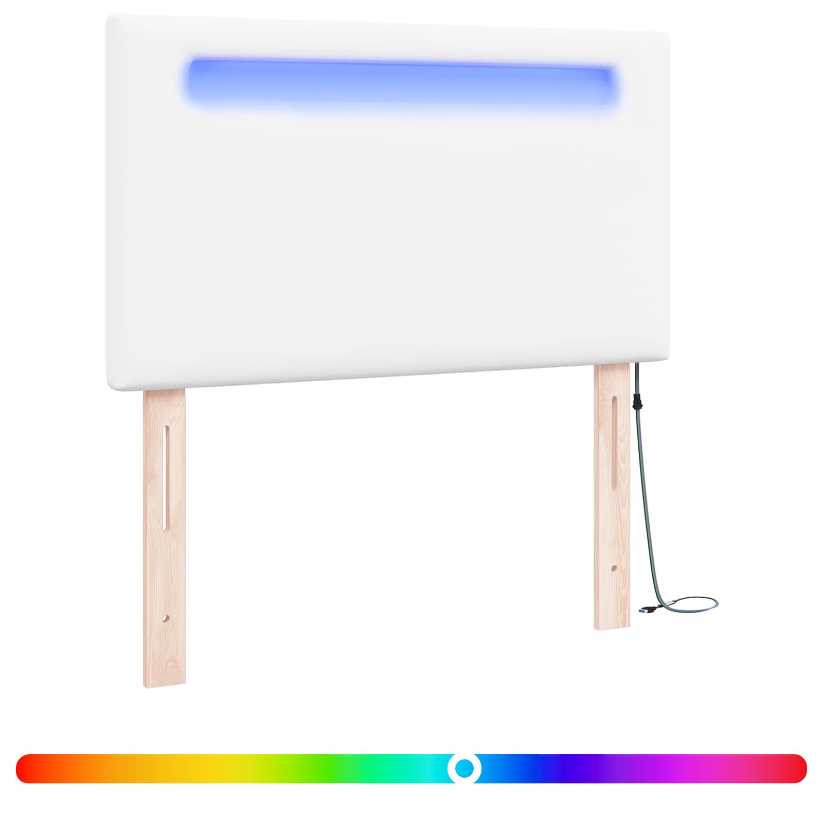 vidaXL Wezgłowie LED Biały 100 cm Skóra ekologiczna