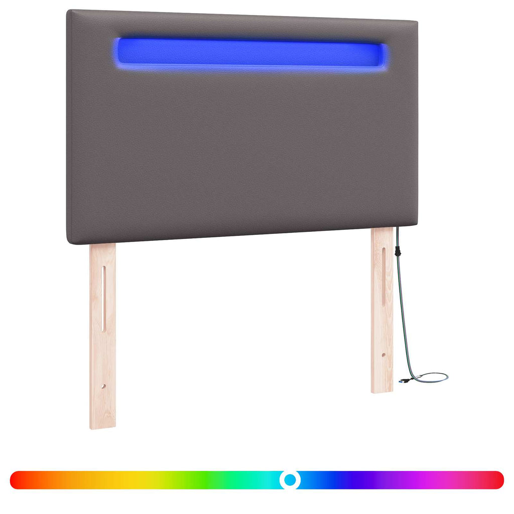 vidaXL Wezgłowie LED Szary 100 cm Skóra ekologiczna