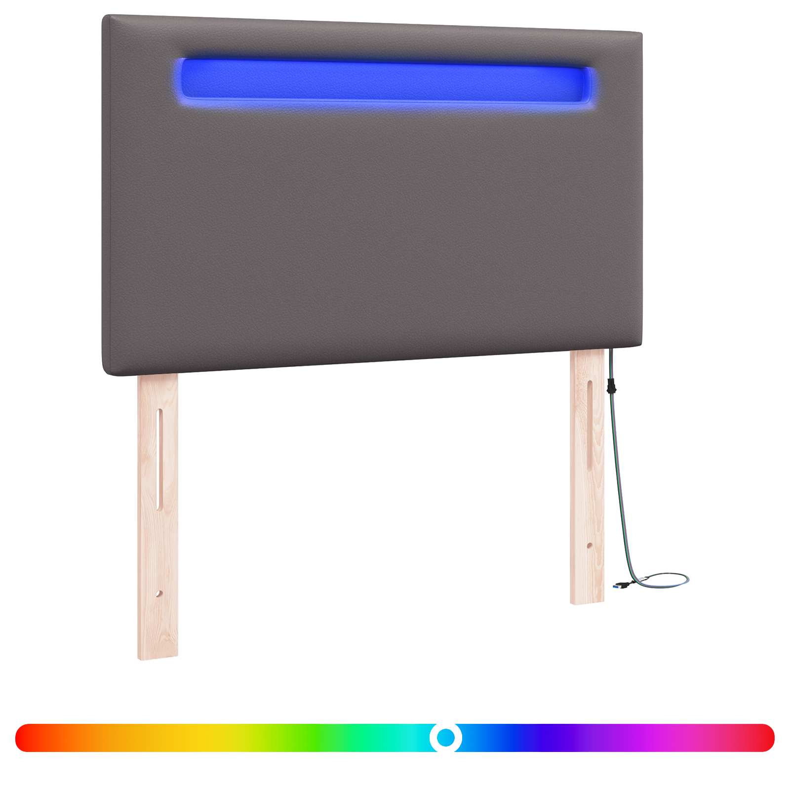 vidaXL Wezgłowie LED Szary 100 cm Skóra ekologiczna