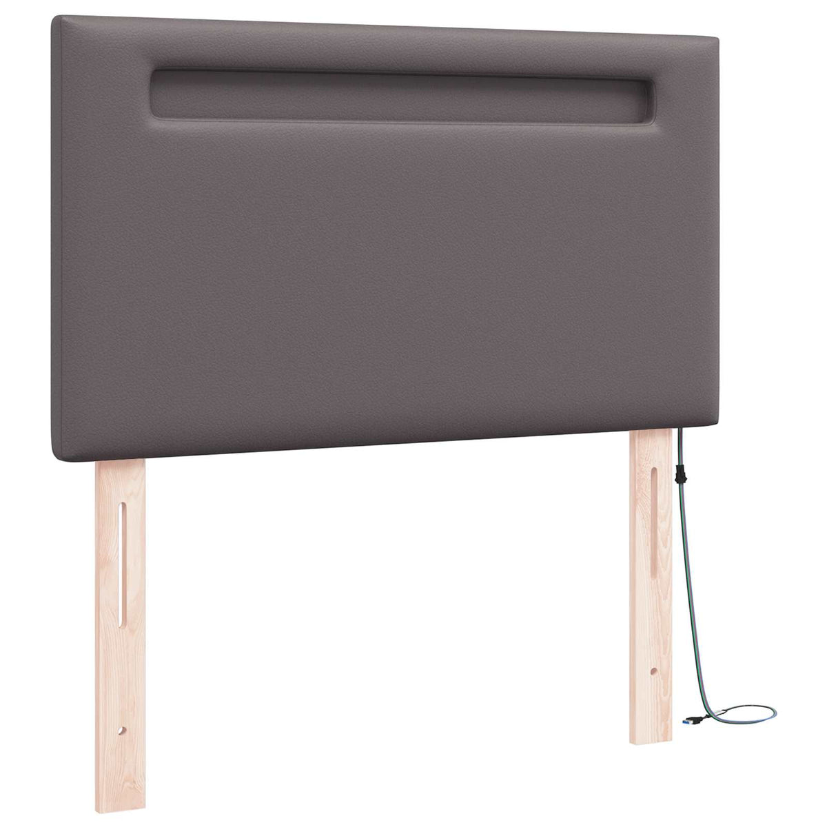 vidaXL Wezgłowie LED Szary 100 cm Skóra ekologiczna