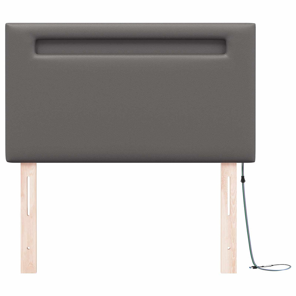 vidaXL Wezgłowie LED Szary 100 cm Skóra ekologiczna