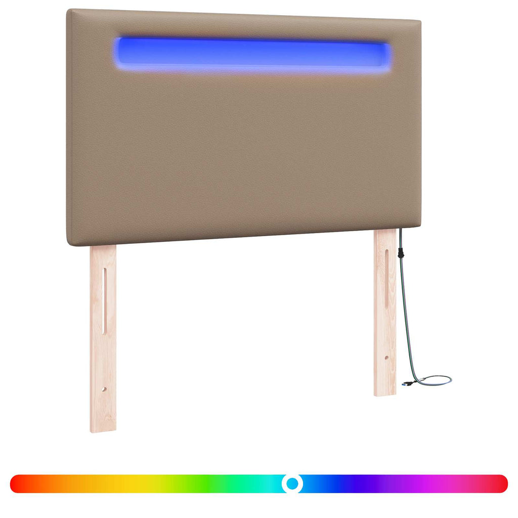 vidaXL Wezgłowie LED Cappuccino 100 cm Skóra ekologiczna