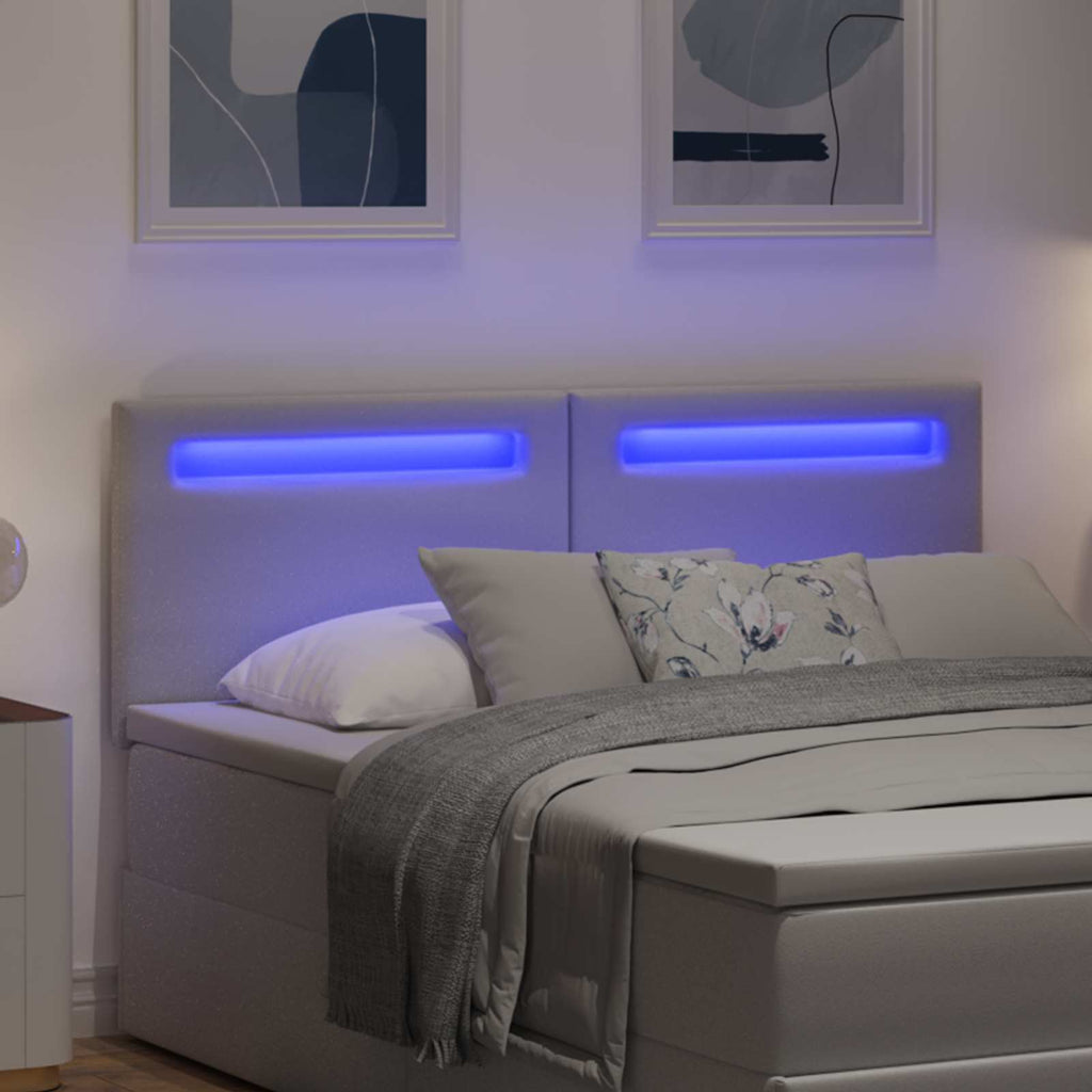 vidaXL Wezgłowie LED Biały 144 cm Skóra ekologiczna