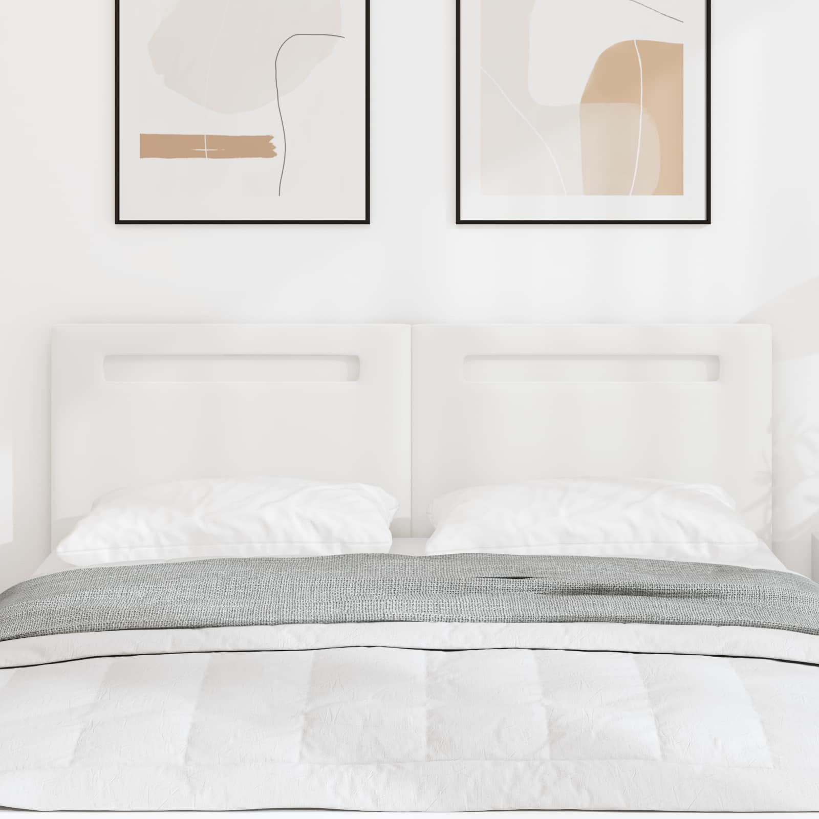 vidaXL Wezgłowie LED Biały 144 cm Skóra ekologiczna
