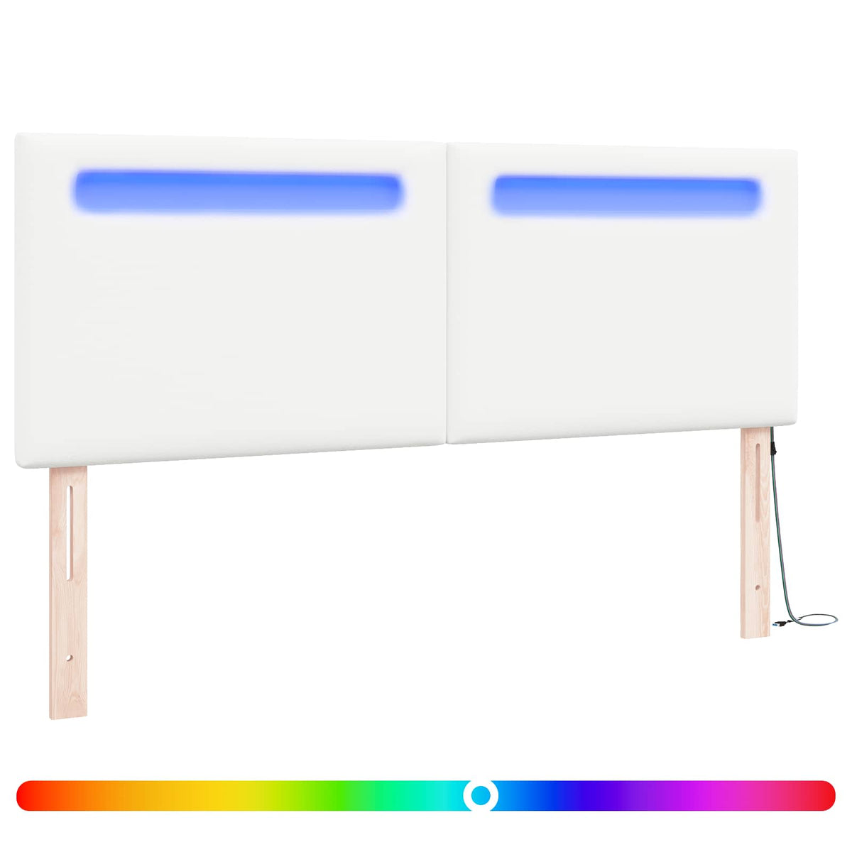 vidaXL Wezgłowie LED Biały 144 cm Skóra ekologiczna