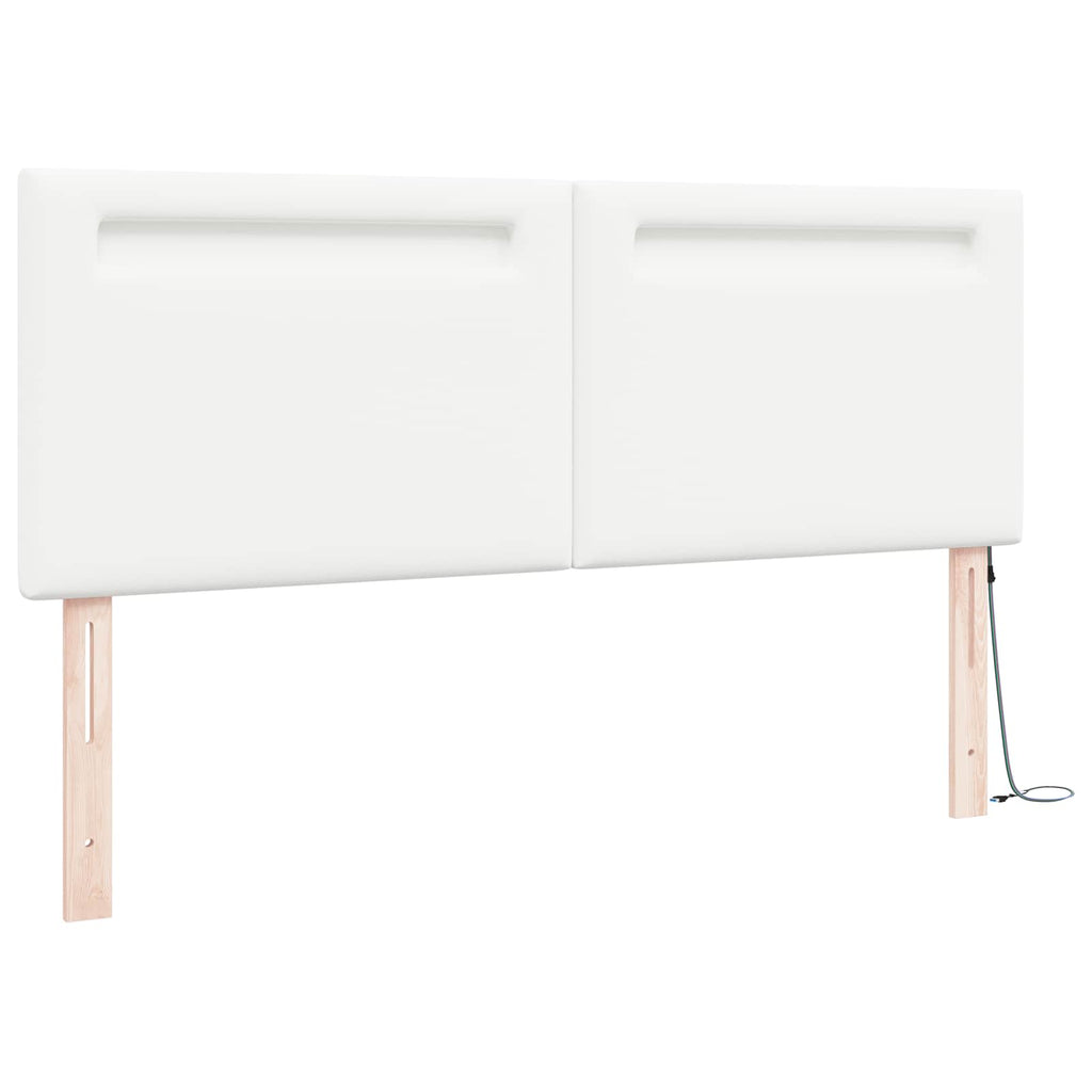vidaXL Wezgłowie LED Biały 144 cm Skóra ekologiczna
